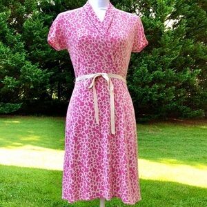 💗JODI K Pink Geometric Faux Wrap Dress Size S